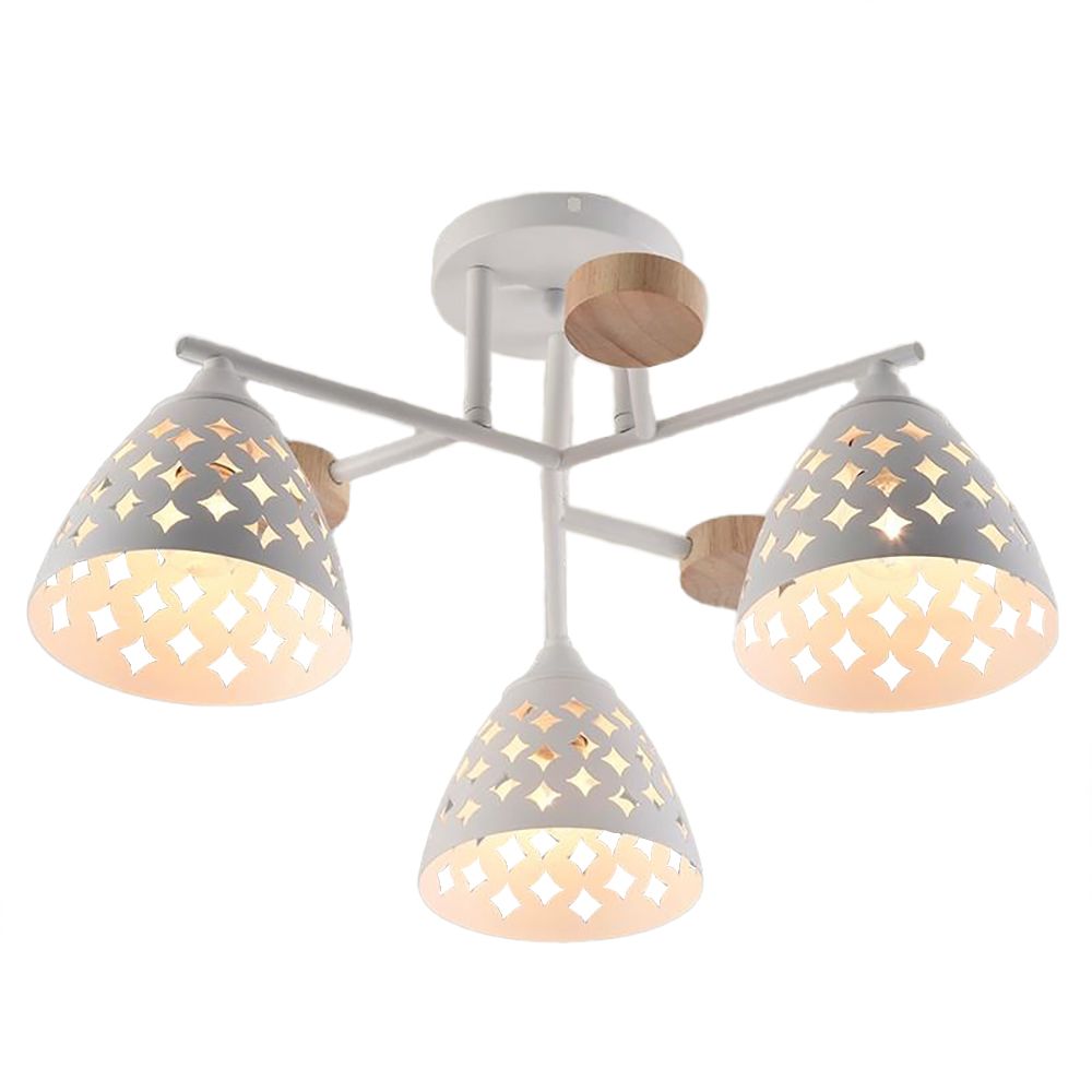 Люстра потолочная XA1527B/3 WH+WOOD 3х60Вт E27 d48 см h25 см белый/дерево