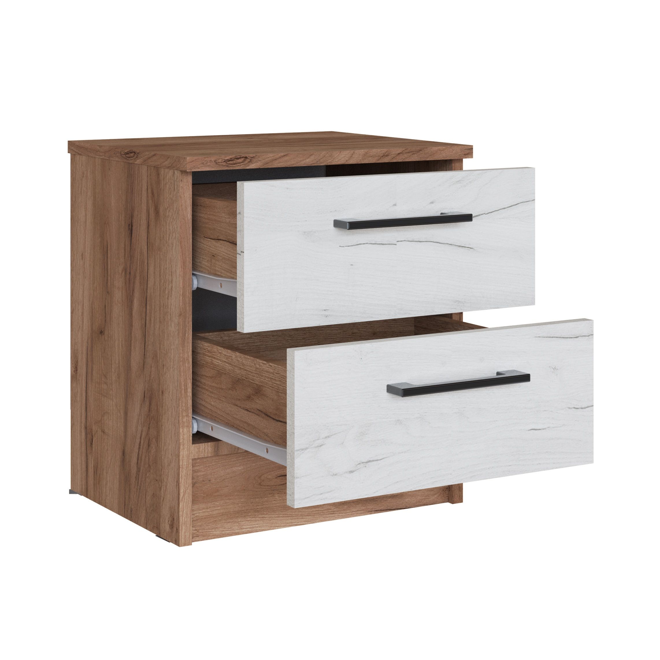 Тумба прикроватная Вегас 402х434х450 мм 2 ящ Дуб крафт табачный/Дуб крафт белый