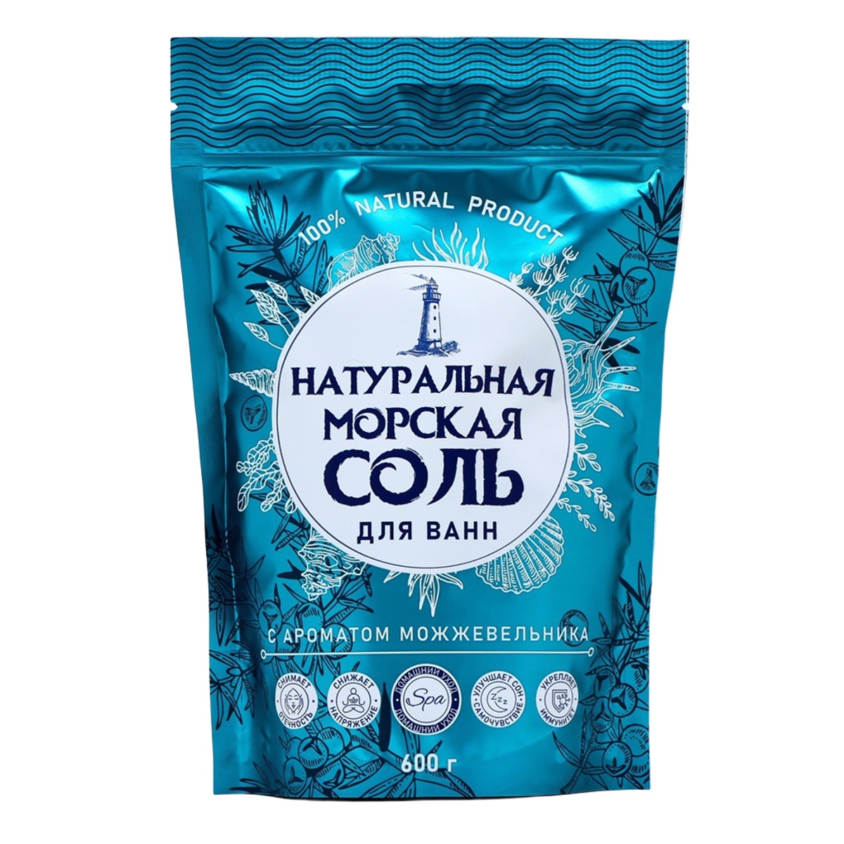 Соль для ванн Натуральная морская Можжевельник 600 г