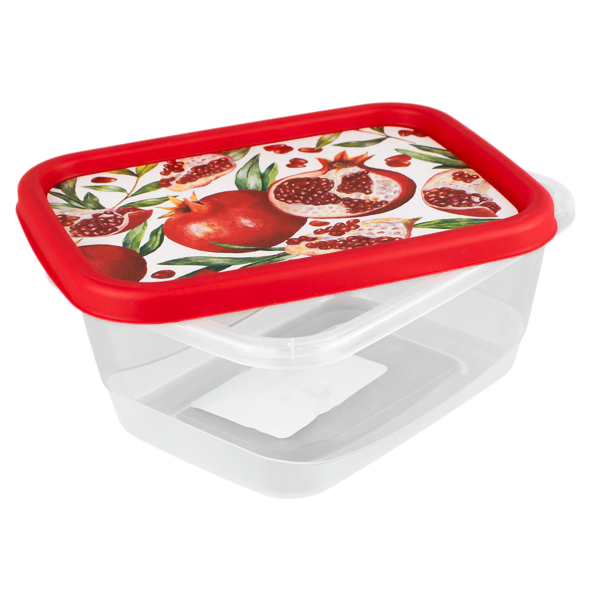 Контейнер для продуктов прямоугольный 500 мл с декором красный