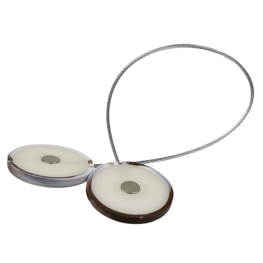 Клипса с магнитом круг 45 мм на тросе Агат №80 коричневый мрамор