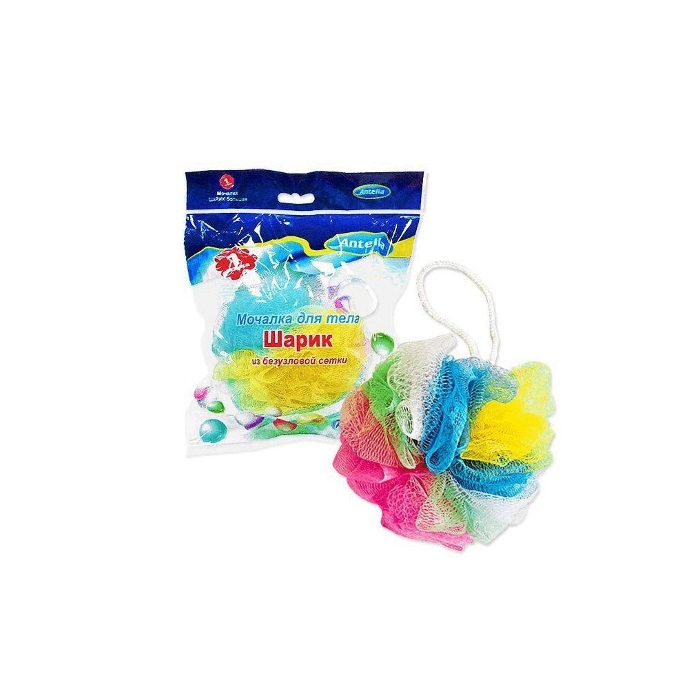 Мочалка банная из безузловой сетки 45 г Шарик Antella