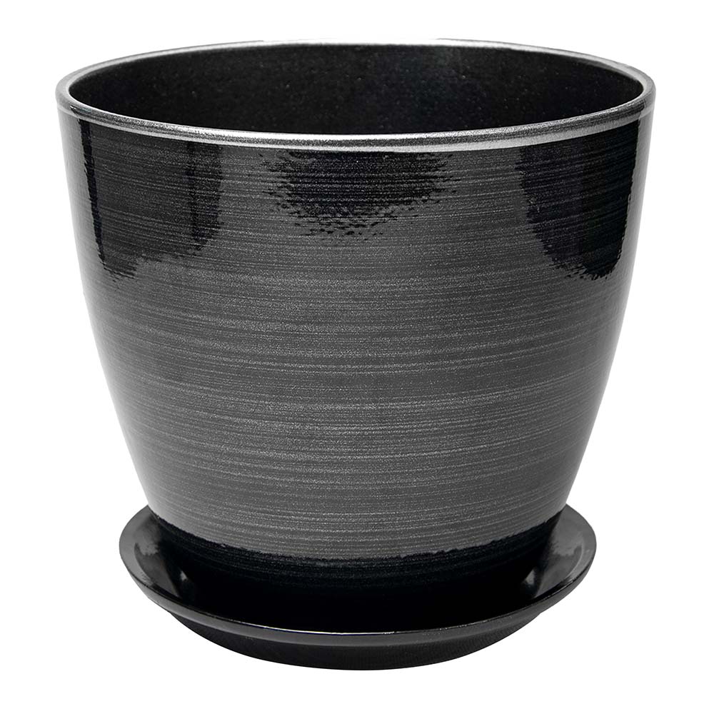 Горшок цветочный Бутон черн/серебро 21 см  5,4 л