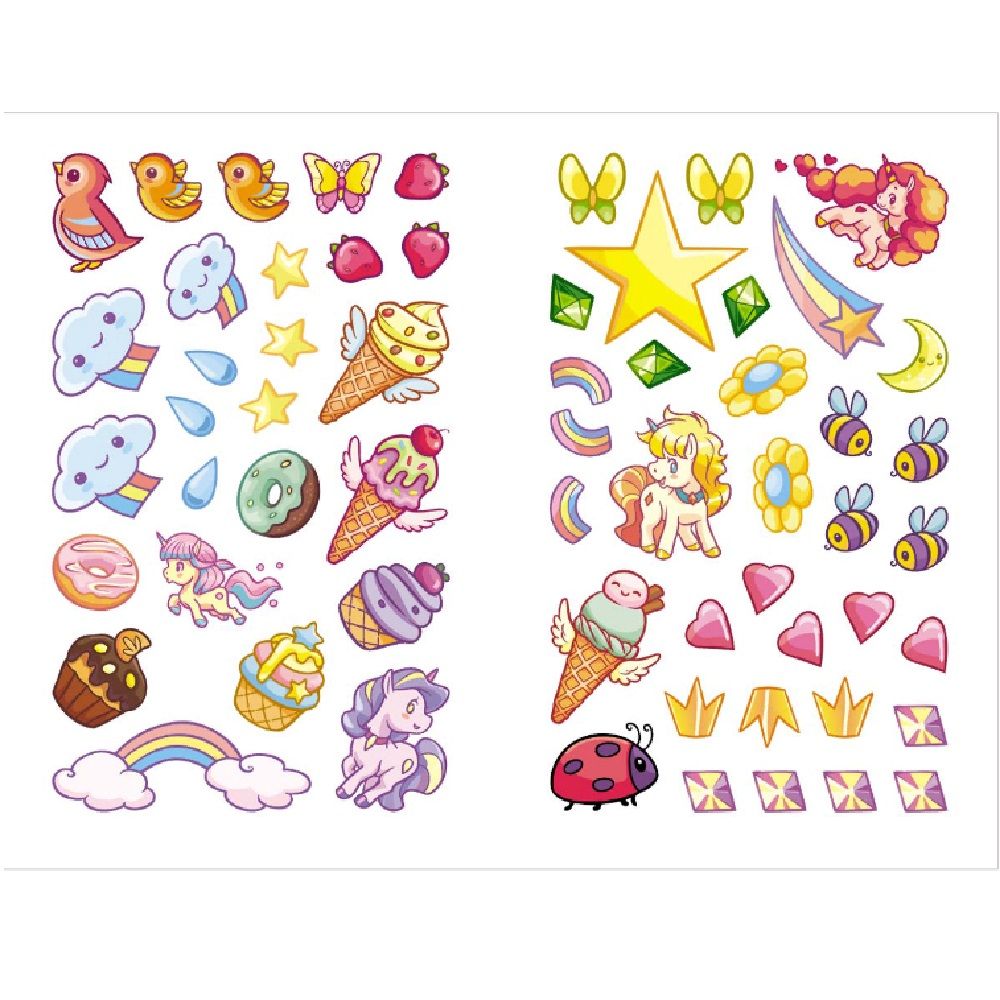 Раскраска Единороги вдоль по радуге с наклейками