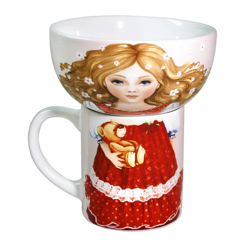 Набор посуды Кукла 2 предмета кружка 200 мл миска 300 мл