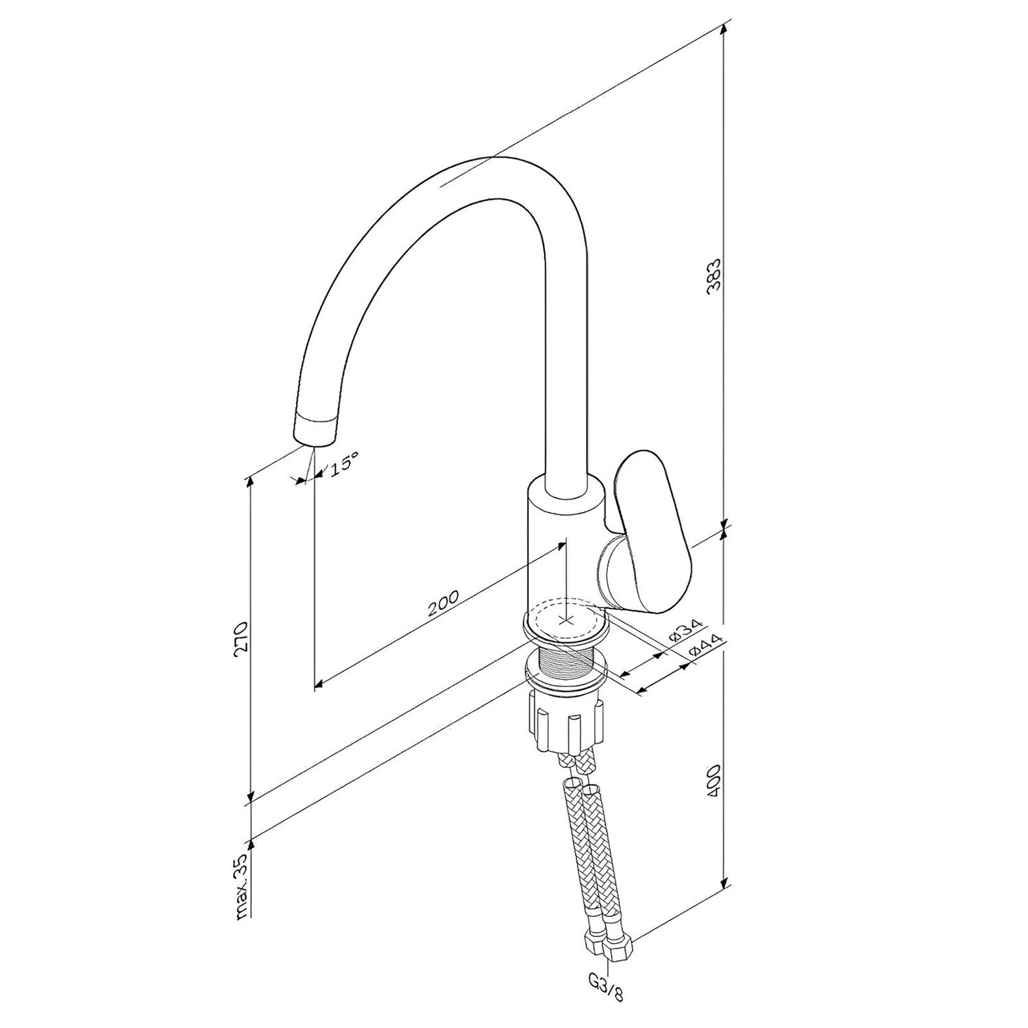 Cмеситель для кухни AM.PM Like F8007111 однорычажный сатин