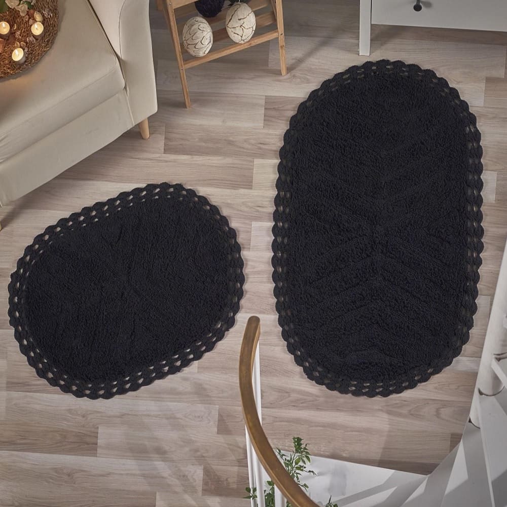 Набор ковриков для ванной Modalin кружевной Cross 60*100/50*70 см Черный