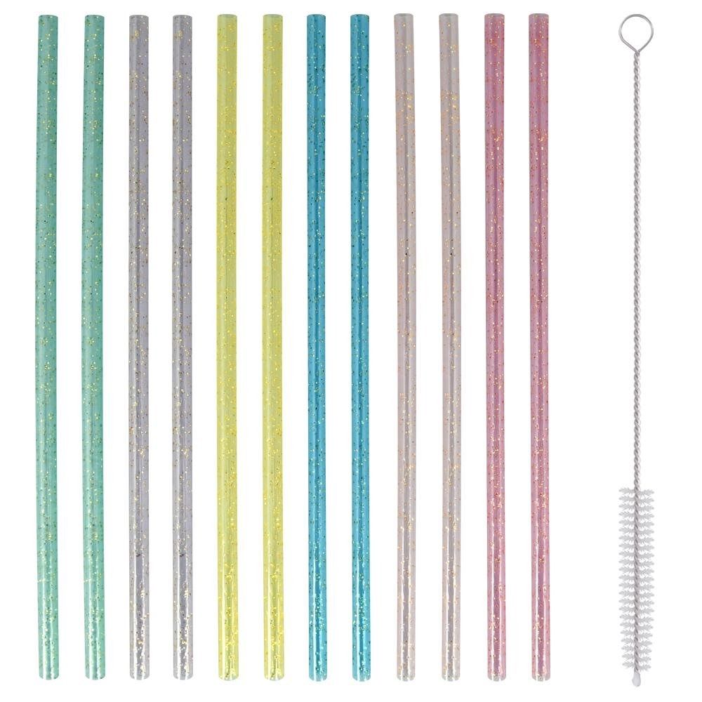 Трубочки для коктейля Блестки 20 см 12 шт VL13-207