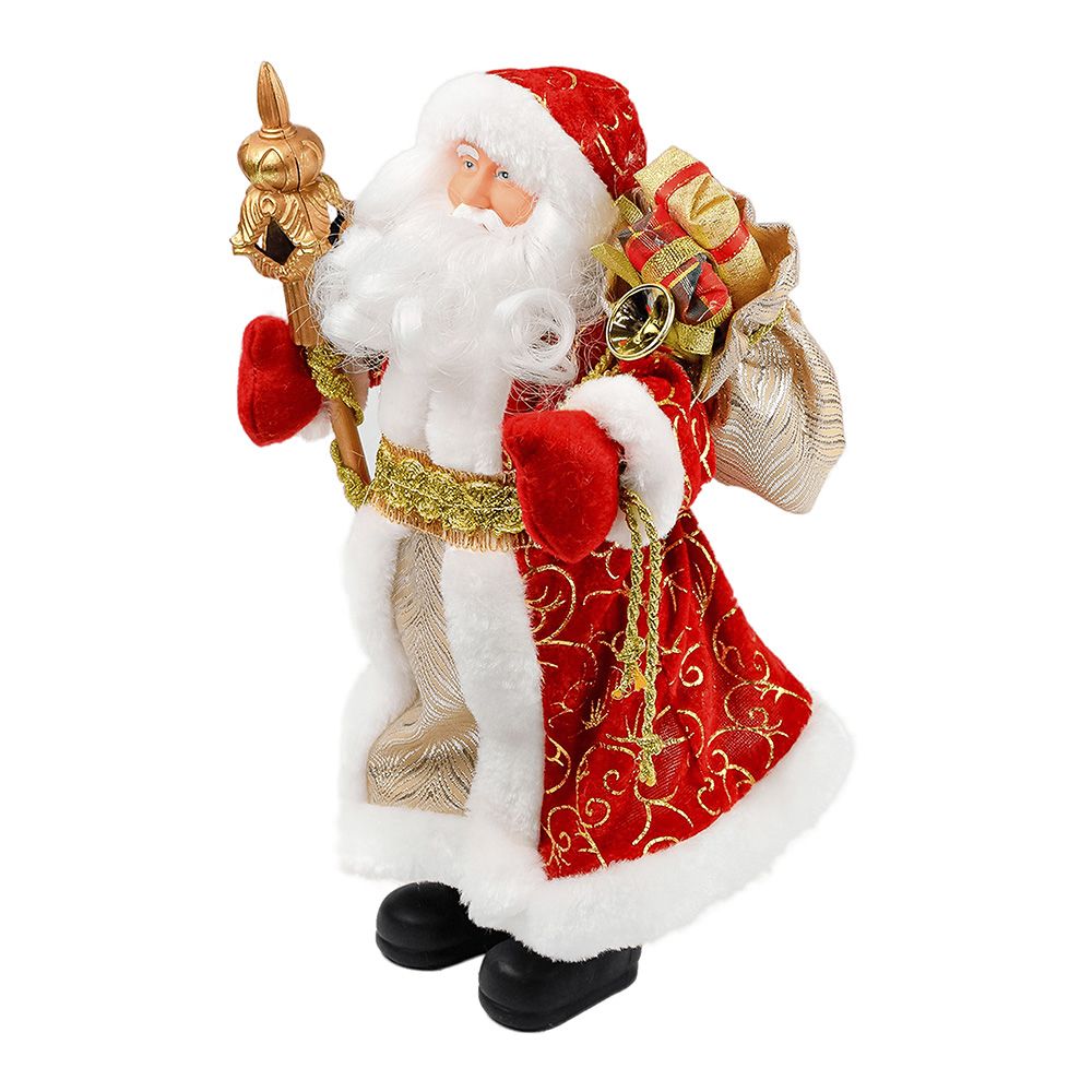 Новогодняя фигура Дед Мороз в красной шубке  (ПВХ, полиэстер) 15,5x8,5x31,5см