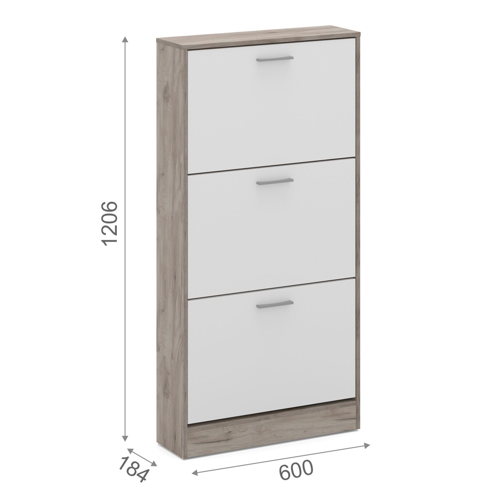 Обувница 600 600х1206х184 мм 3-я Дуб крафт серый/Белый