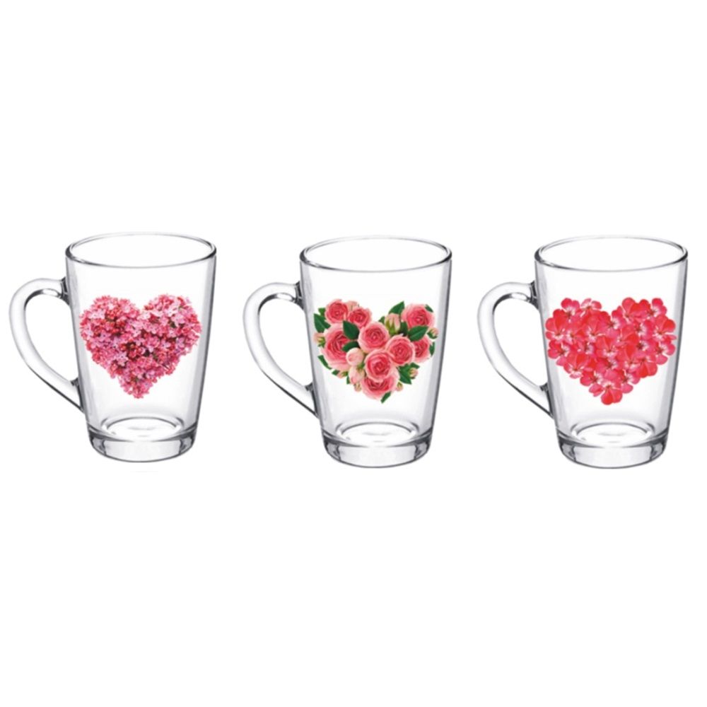 Кружка стеклянная 300 мл Цветочное сердце