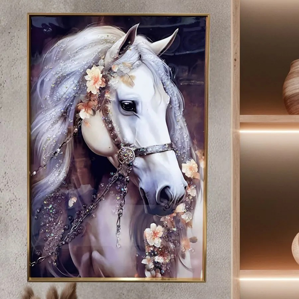 Картина интерьерная со смолой Белая лошадь 1 30х40 см 2025-0236