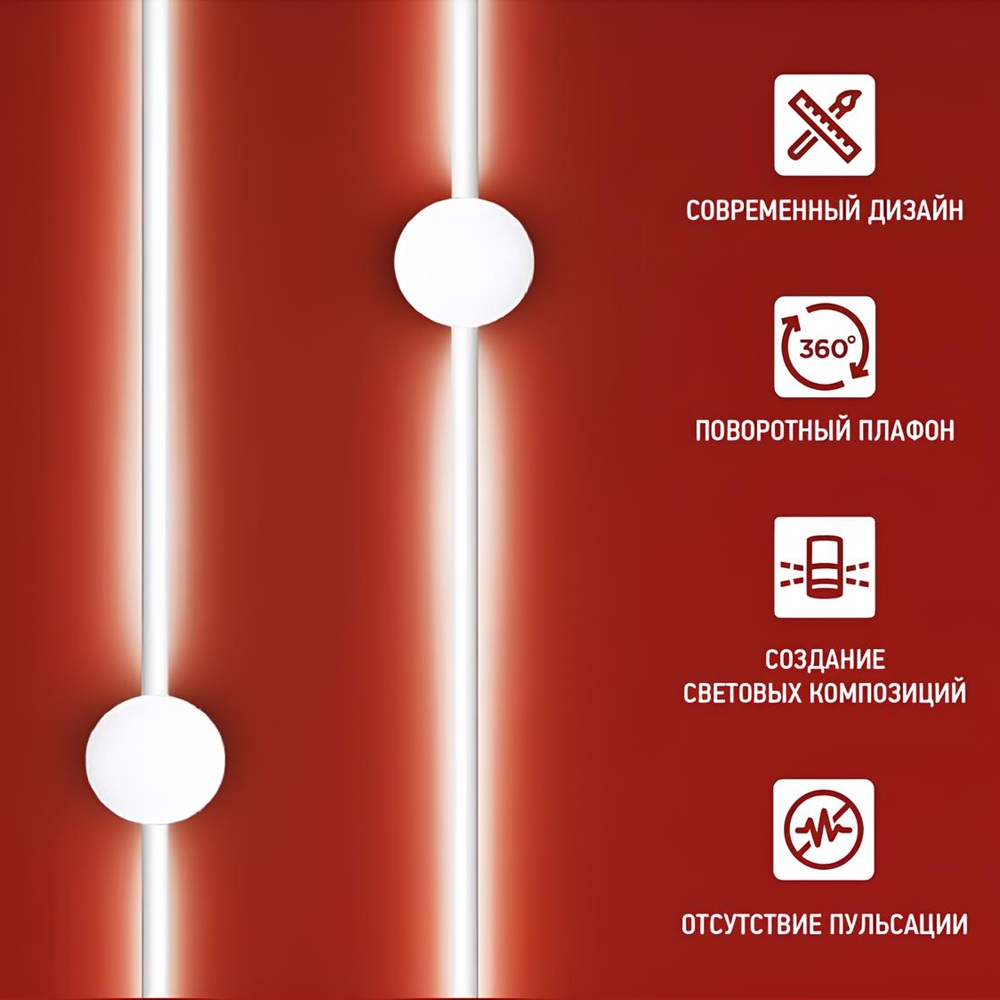 Бра LED In Home Estetika ART-80B-40WH 15Вт 4000K 6х80х9,8 см белый