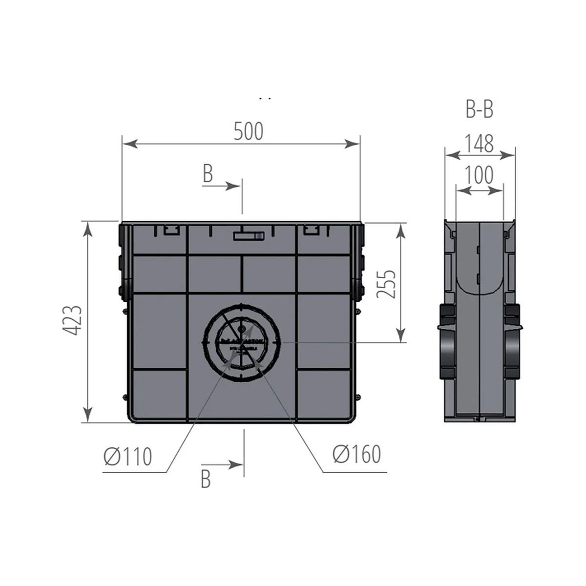 Пескоуловитель пластиковый 500х148х423 мм Norma DN100