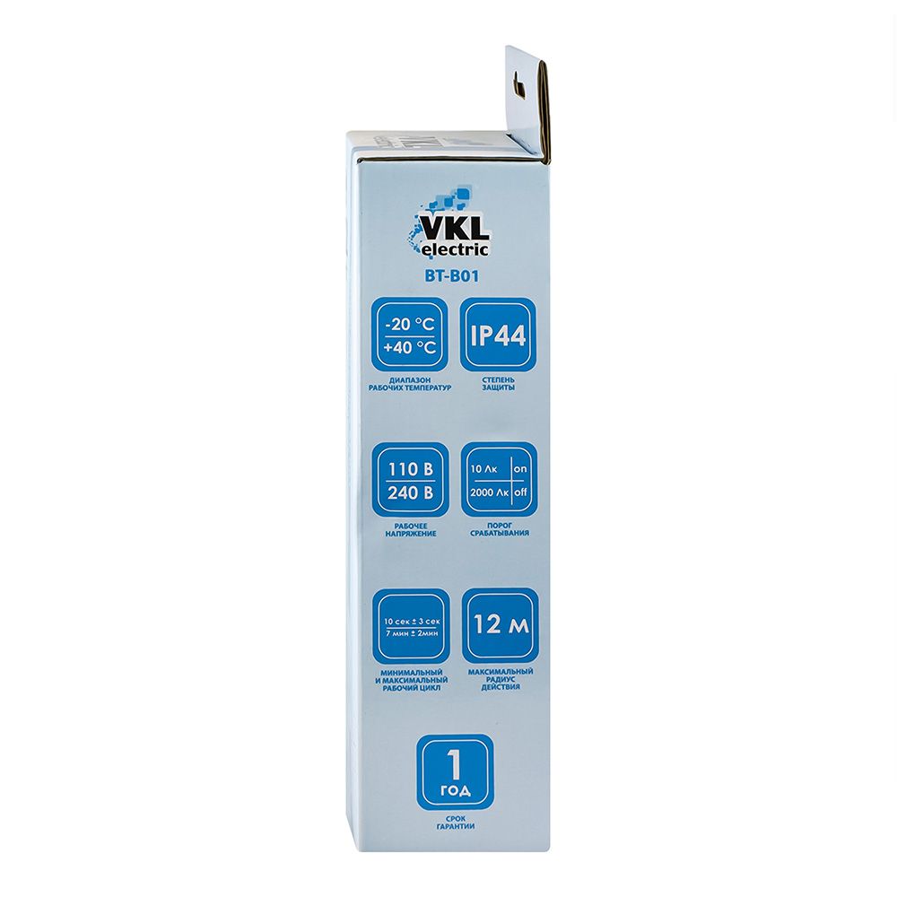Датчик движения белый 1200Вт, 180°, 12м (BT-B01) IP44 VKL electric (1/50)