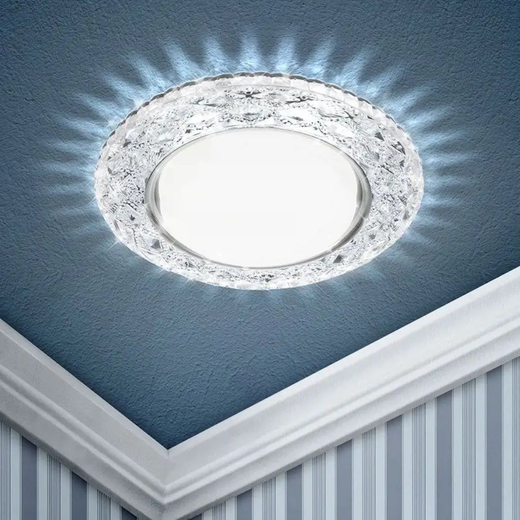 Светильник встраиваемый Эра DK LD24 SL/WH GX53 cо светодиодной подсветкой