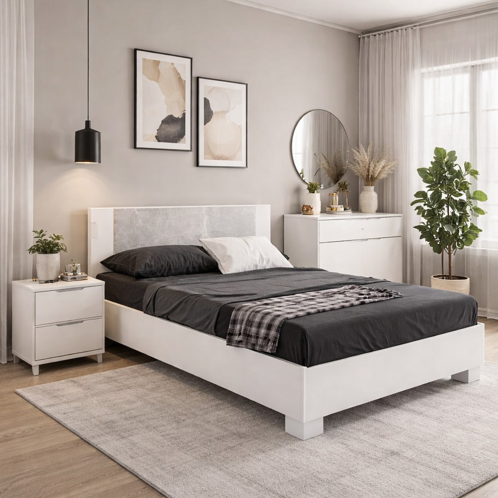 Кровать Аврора 1200х2000 мм Белый ателье светлый