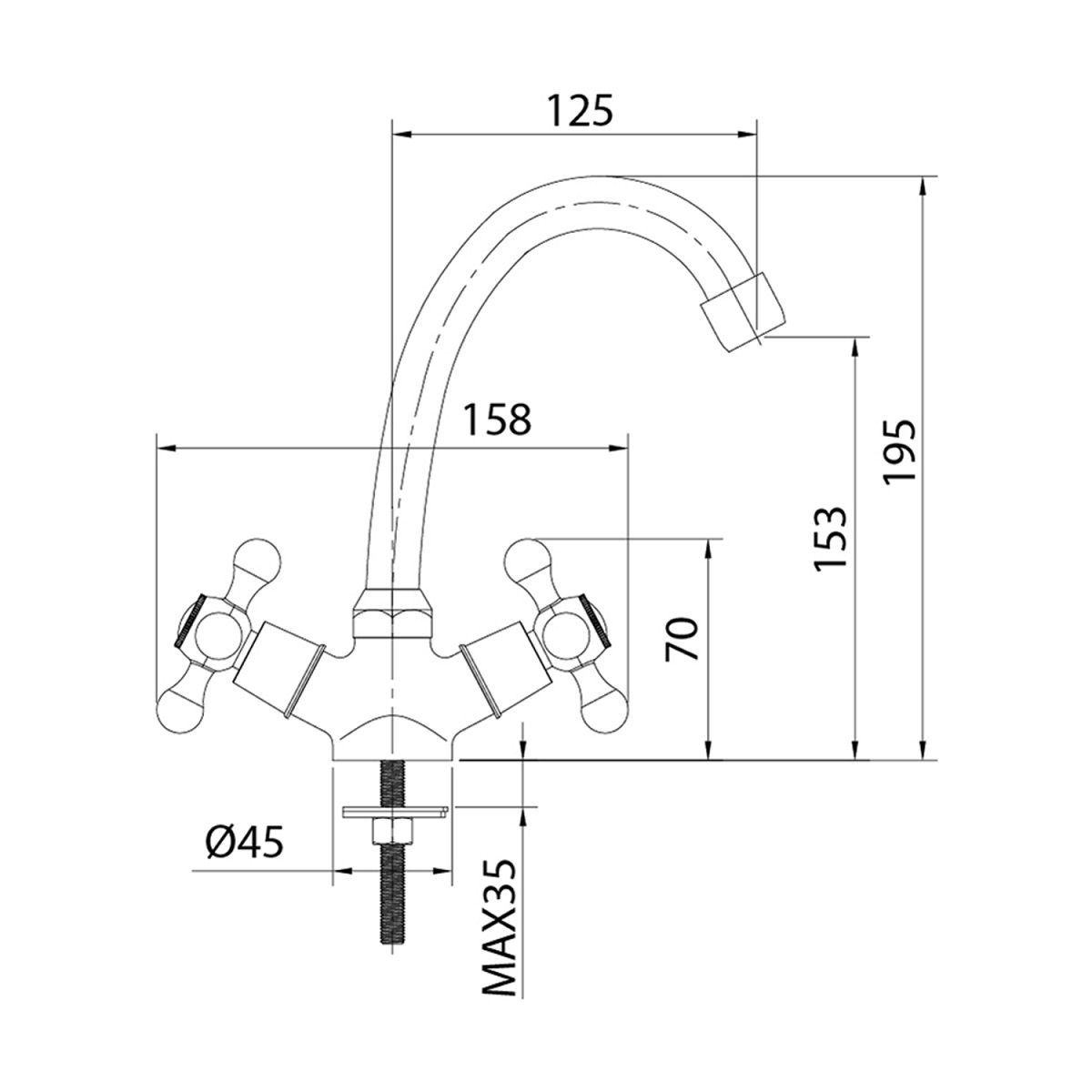 Смеситель для раковины Milardo Duplex DUPSB00M01 вентильный