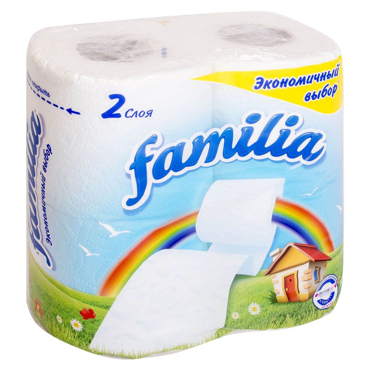Туалетная бумага Familia 2-слойная белая 4 рулона