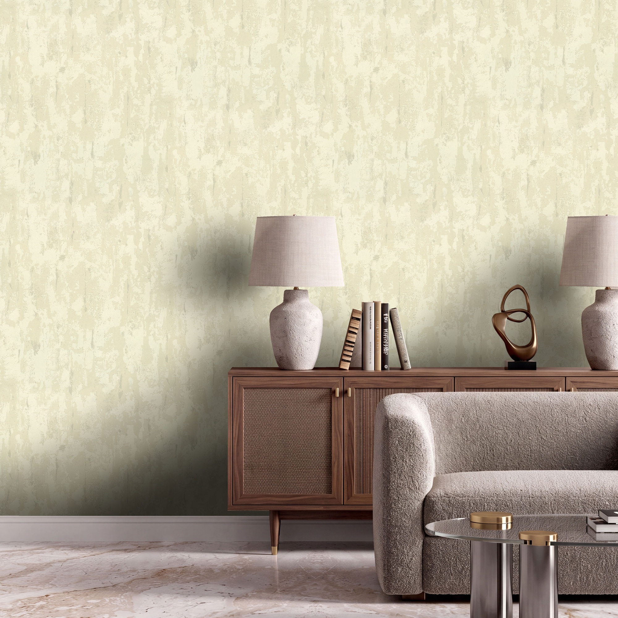 Обои Euro Decor Фреска 7387-06 бежевые штукатурка 1,06х10,05 м