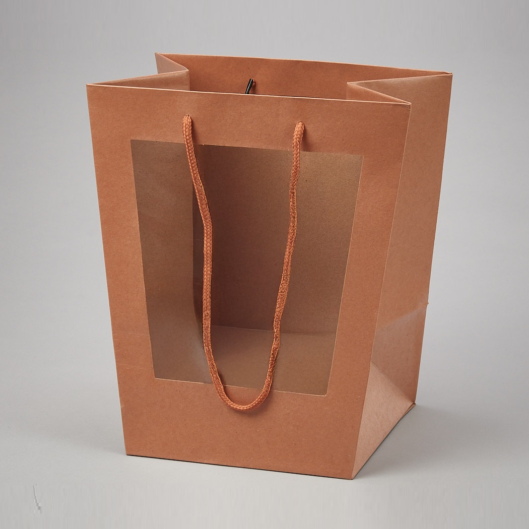 Пакет подарочный для цветов 18х25х28 см крафт