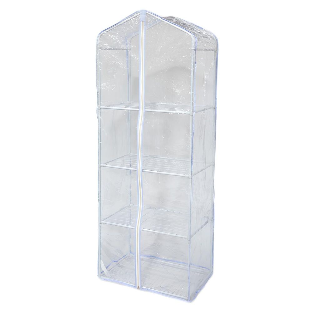 Парник для рассады 59x39x160 см 4 полки с чехлом ГеоПластБорд белый