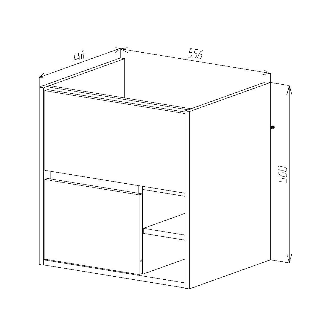 Тумба подвесная Люксембург 60 дерево 2 ящика под раковину Элина 60