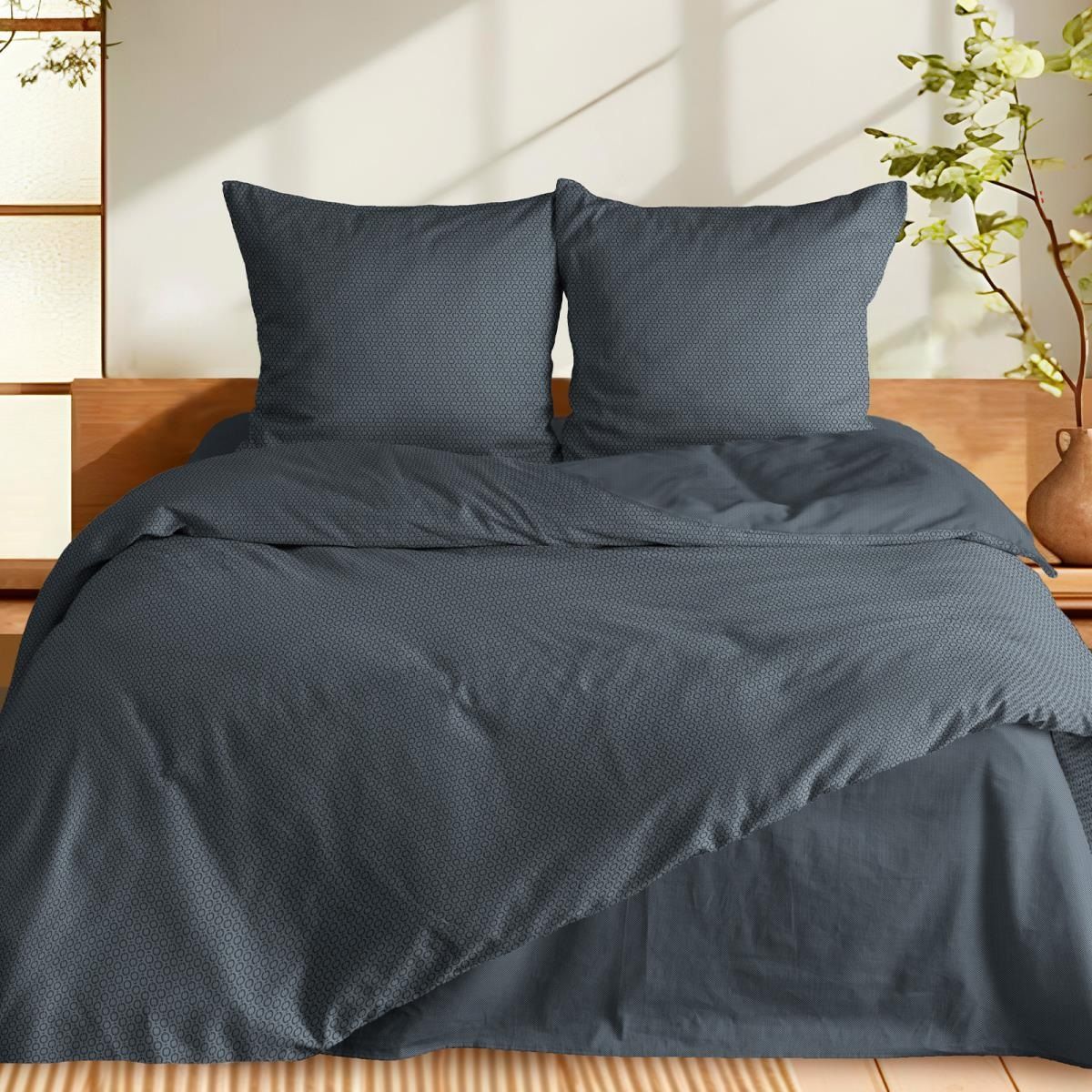 Белье постельное 1,5 сп перкаль Fine Line Блеск антрацита 50117-1/40625-11 70х70 см-2