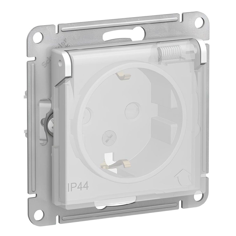 Розетка механизм 1-м СП AtlasDesign Aqua 16А IP44 с заземл. защ. шторки с защ. крышкой бел. SchE ATN440146