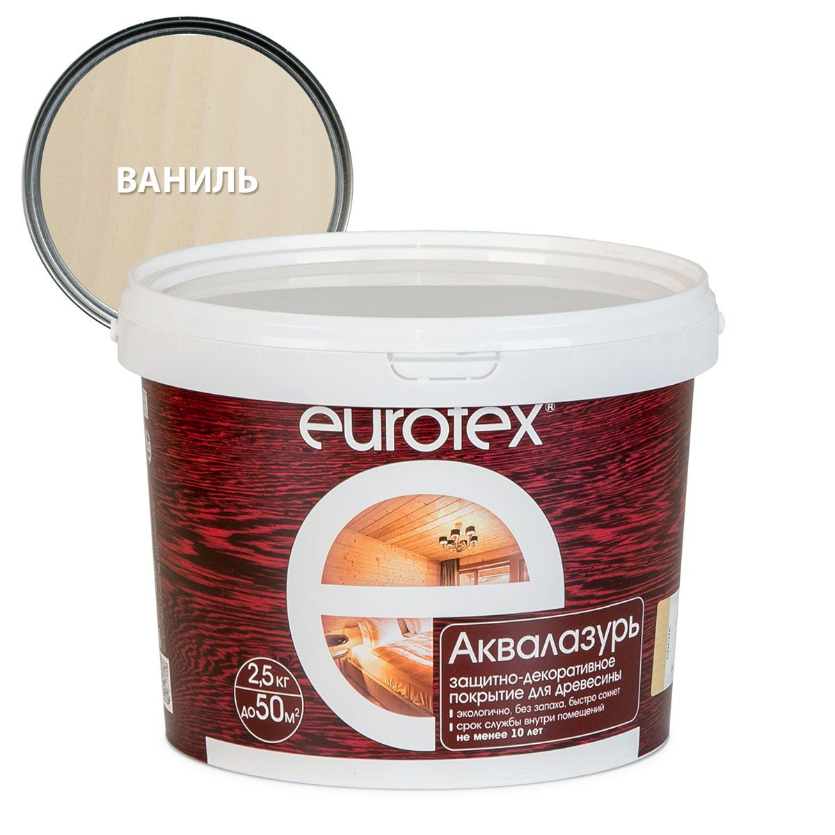 Лак акриловый Eurotex Аквалазурь ваниль 2,5 кг
