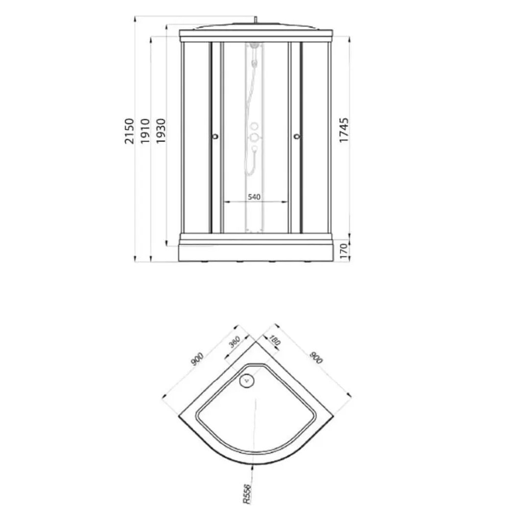 Душевая кабина Стандарт А3 90х90х215 см низкий поддон, стекло Мозаика, сифон
