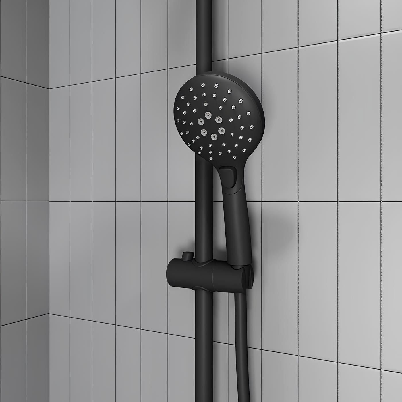 Душевой гарнитур с верхней лейкой Iddis Ray RAYMS3Fi76 черный матовый