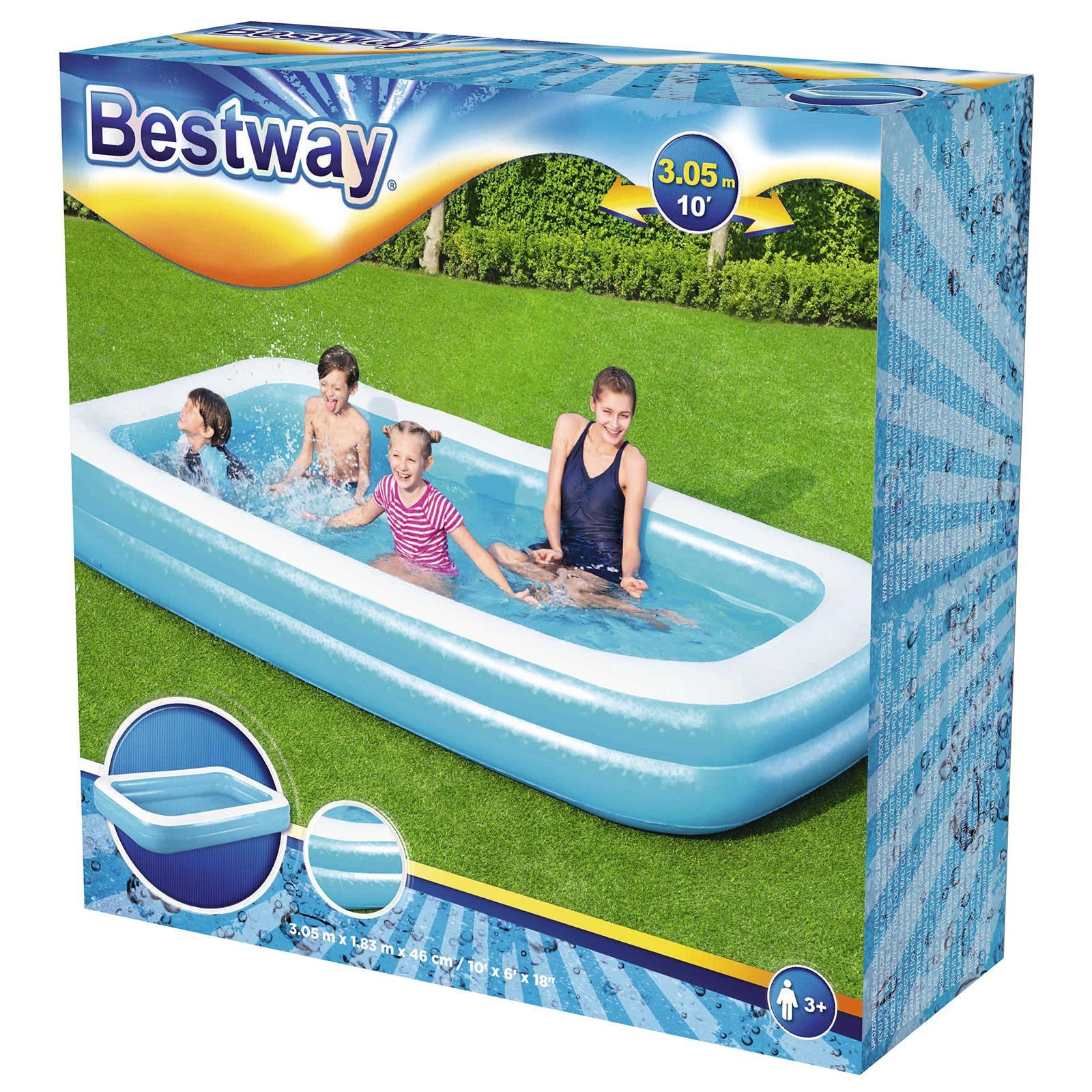 Бассейн надувной 305х183х46 см 850 л Bestway Rectangular Family 54150