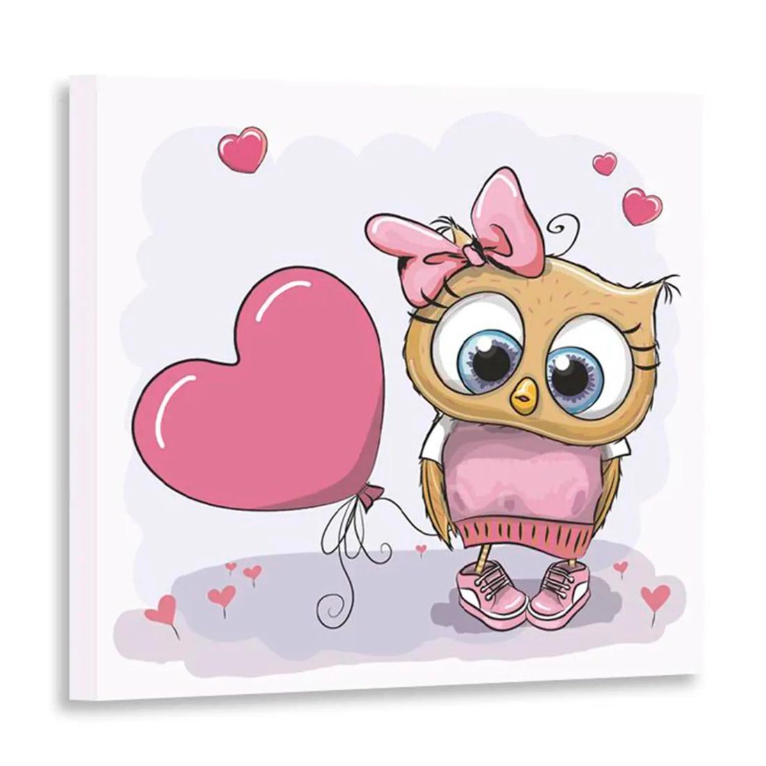 Картина-холст Декоретто Art Сова с розовым сердечком 30x30 cм  CV 1187