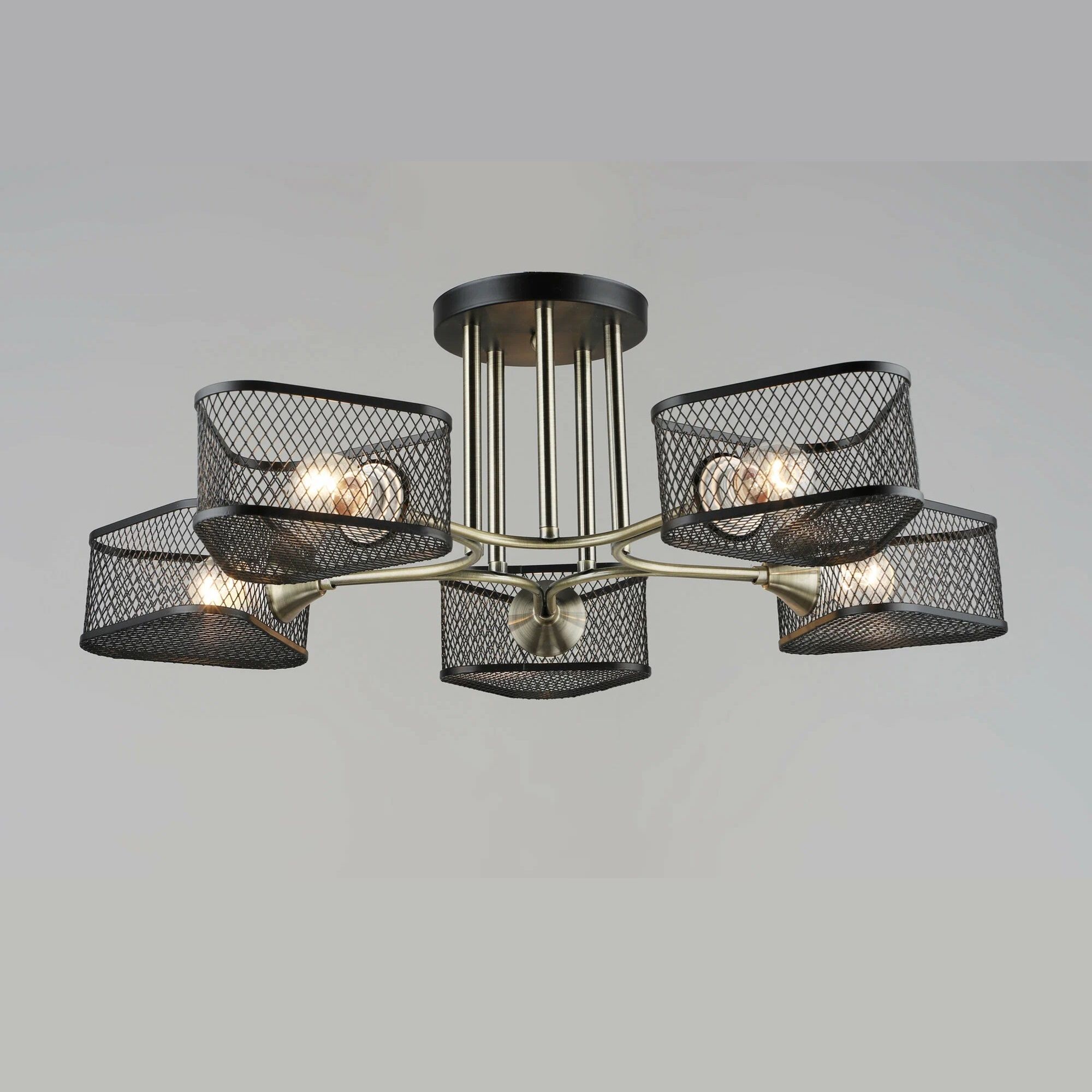 Люстра потолочная N5133/5 AB+BK 5х40Вт Е27 d66 см h21,5 см бронза/черный