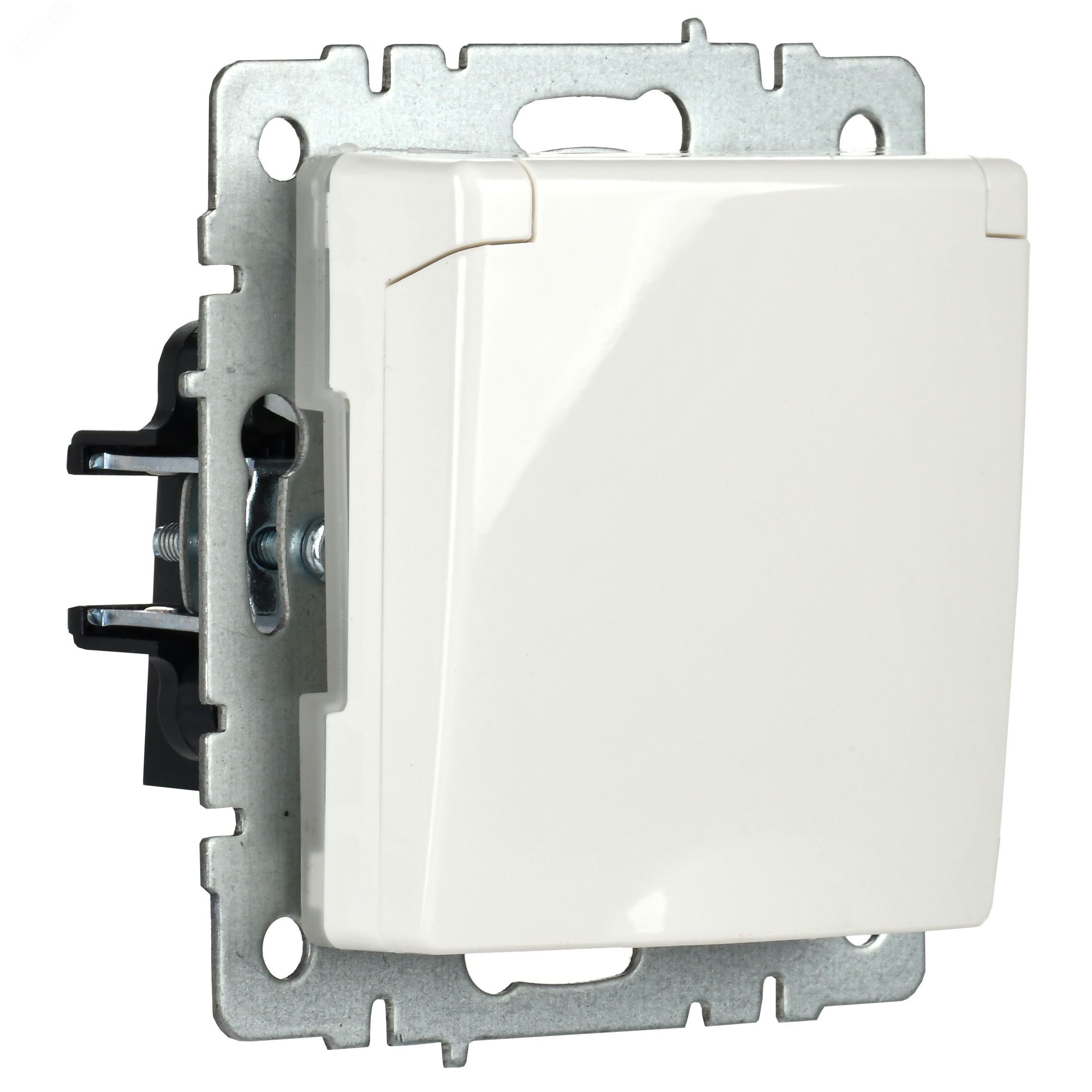 Розетка 1-местная Brite РСбш10-3-44-БрБ 16А IP44 с заземлением с защитными шторками с крышкой IEK BR-R16-16-44-K01 белый