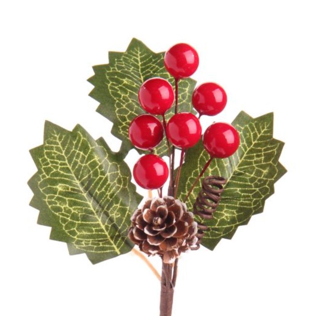 Украшение новогоднее ветка Зимняя сказка с сосновой шишкой  20х11х3,5 см