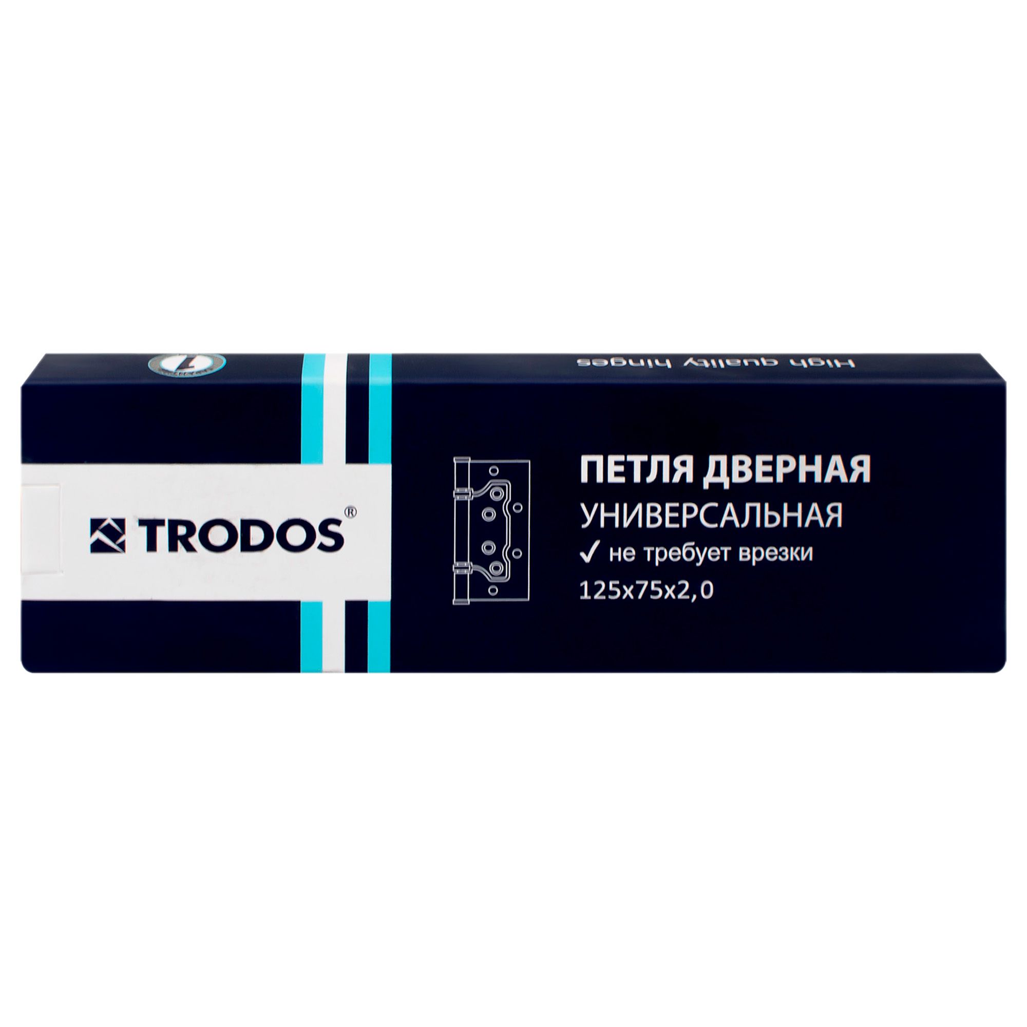 Петля накладная без врезки TRODOS 125х75х2.5 без врезки б/к золото
