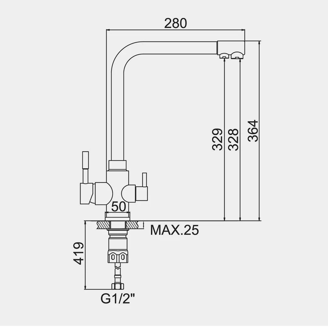 Смеситель КМ-006 Q8 темно-серый матовый 364мм