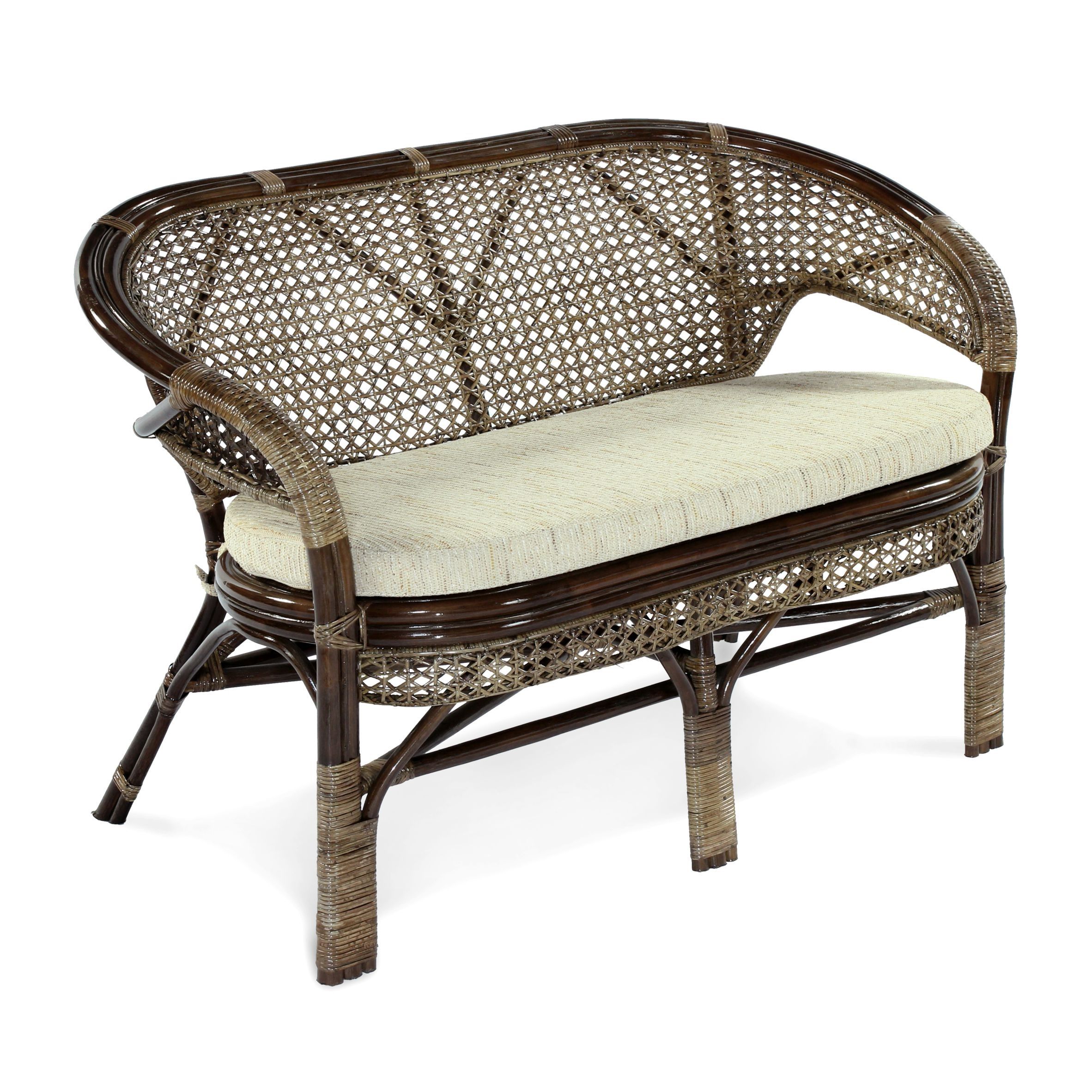 Диван из натурального ротанга Пеланги 02/15С Б Браун подушка - рогожка