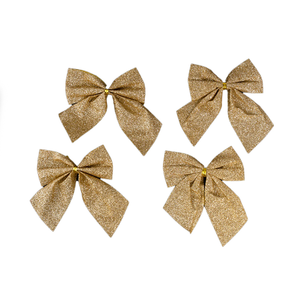 Украшение новогоднее Моя Елочка Бантики 8х9 см золото 4 шт 10932-0226