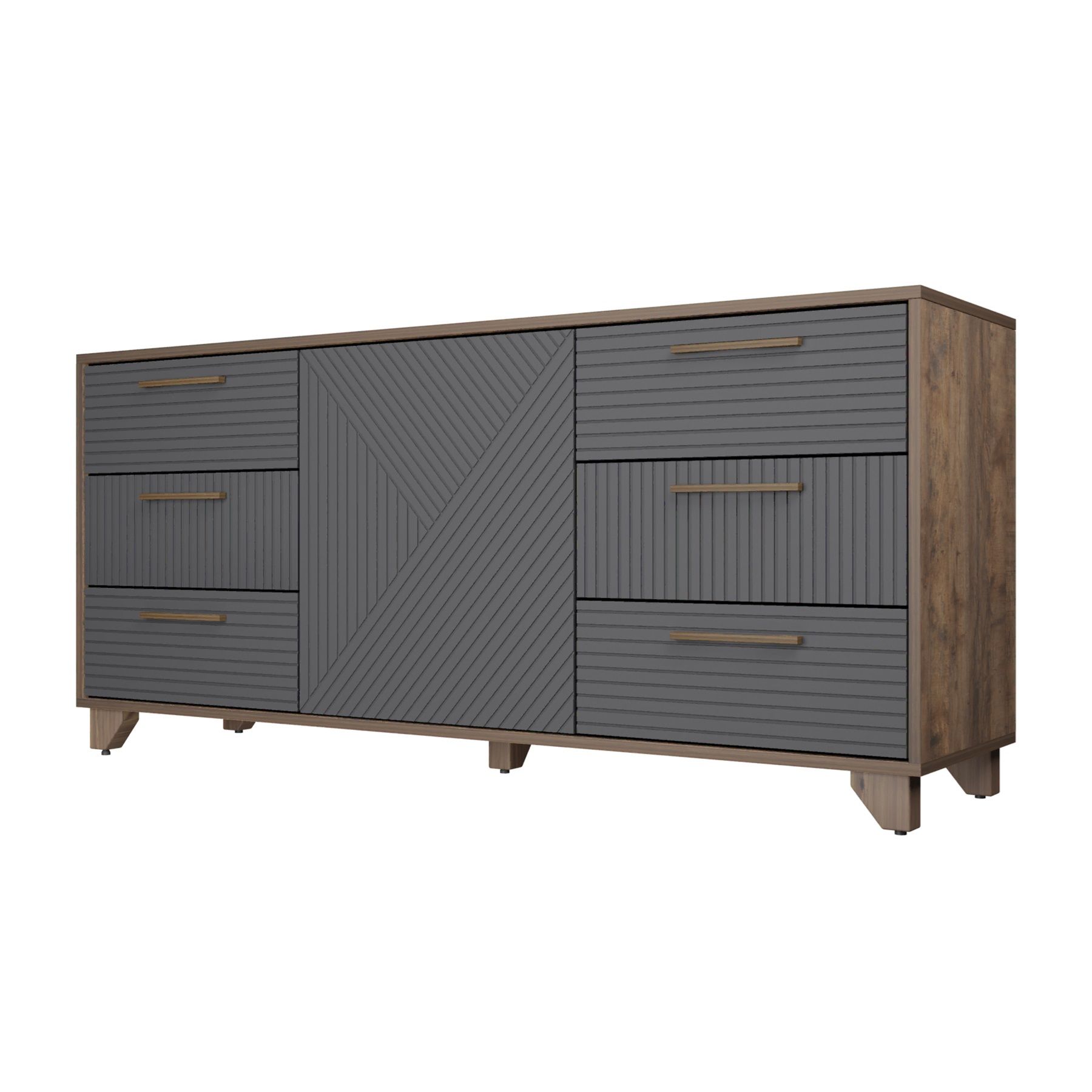 Комод Копенгаген 1500х700х400 мм 6 ящиков одностворчатый Дуб Самдал/Серый графит