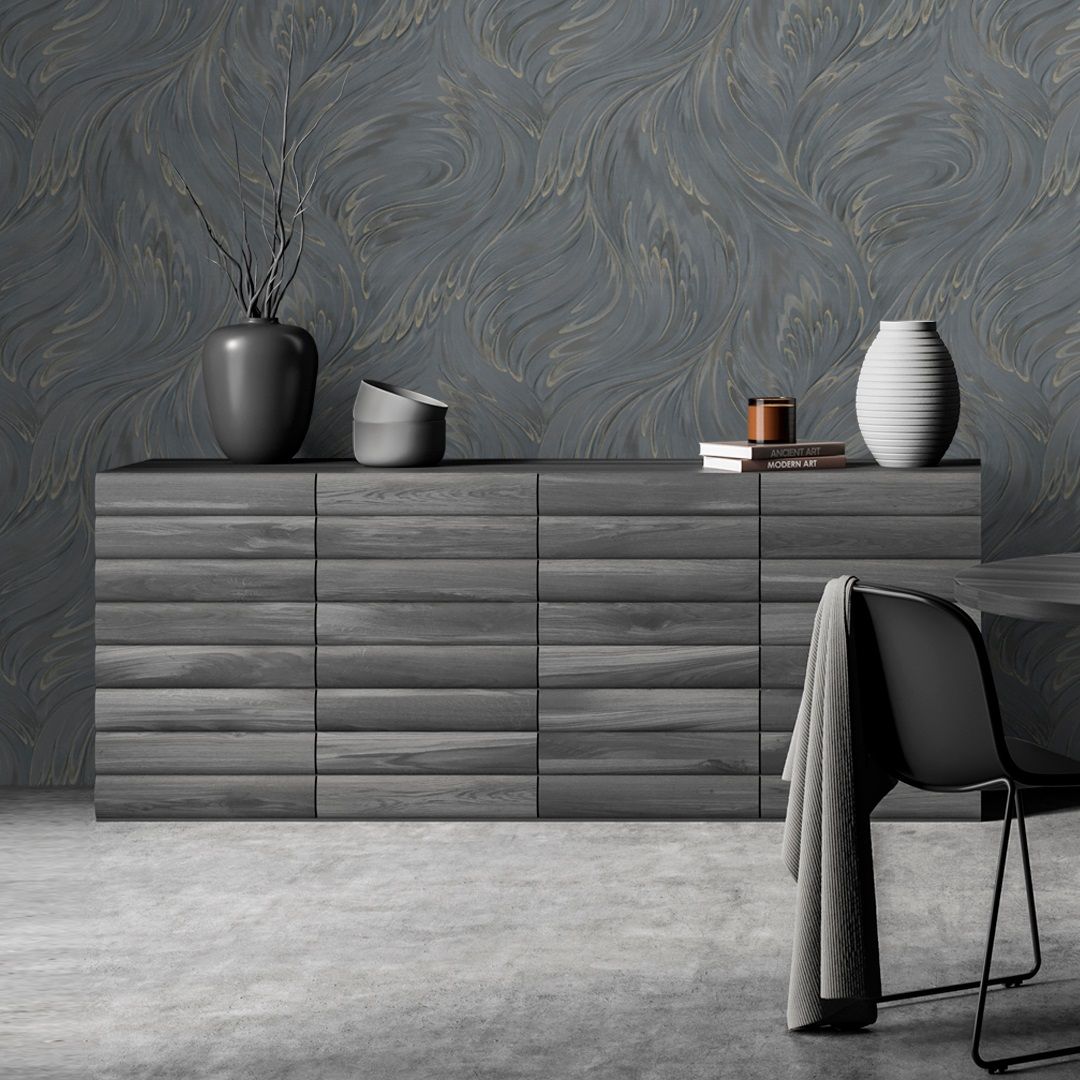 Обои OVK Design Дивина 11216-05 графитовые абстракция 1,06х10,05 м