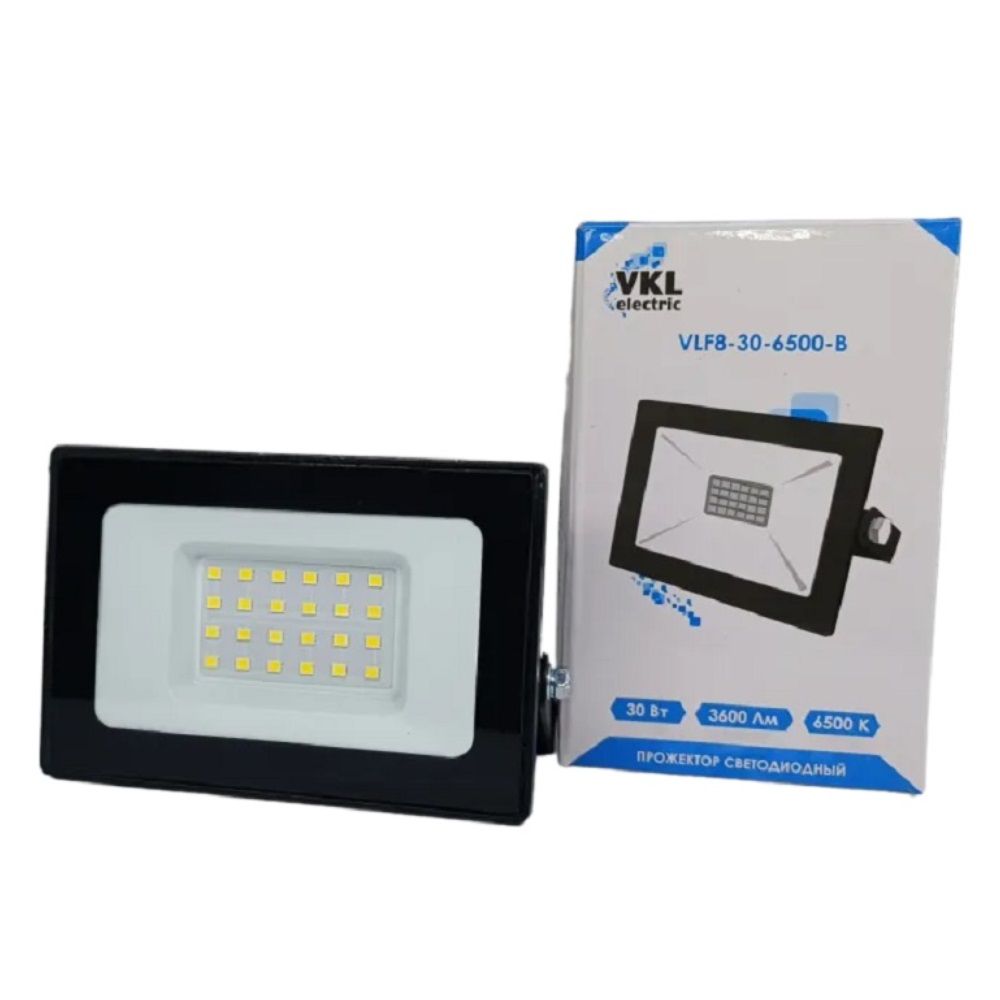 Прожектор светодиодный VKL electric 30W VLF8-30-6500-B 6500К 3600Лм 220V IP65 черный