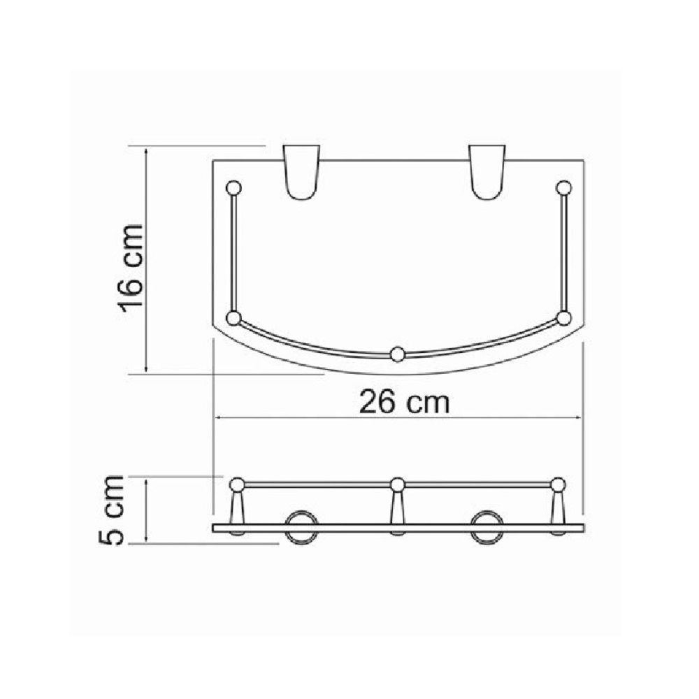 Полка для ванной стеклянная с бортиком К-588