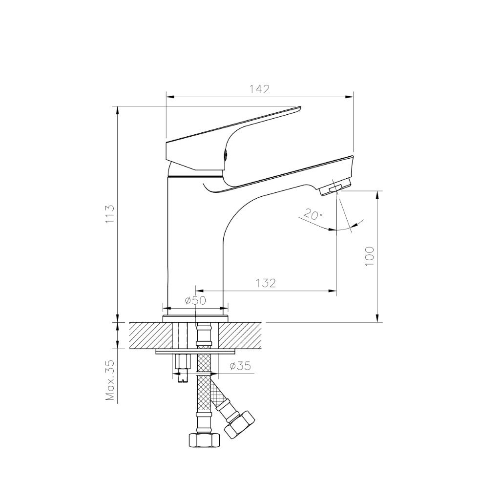 Смеситель для раковины Rossinka RS29-13 однорычажный
