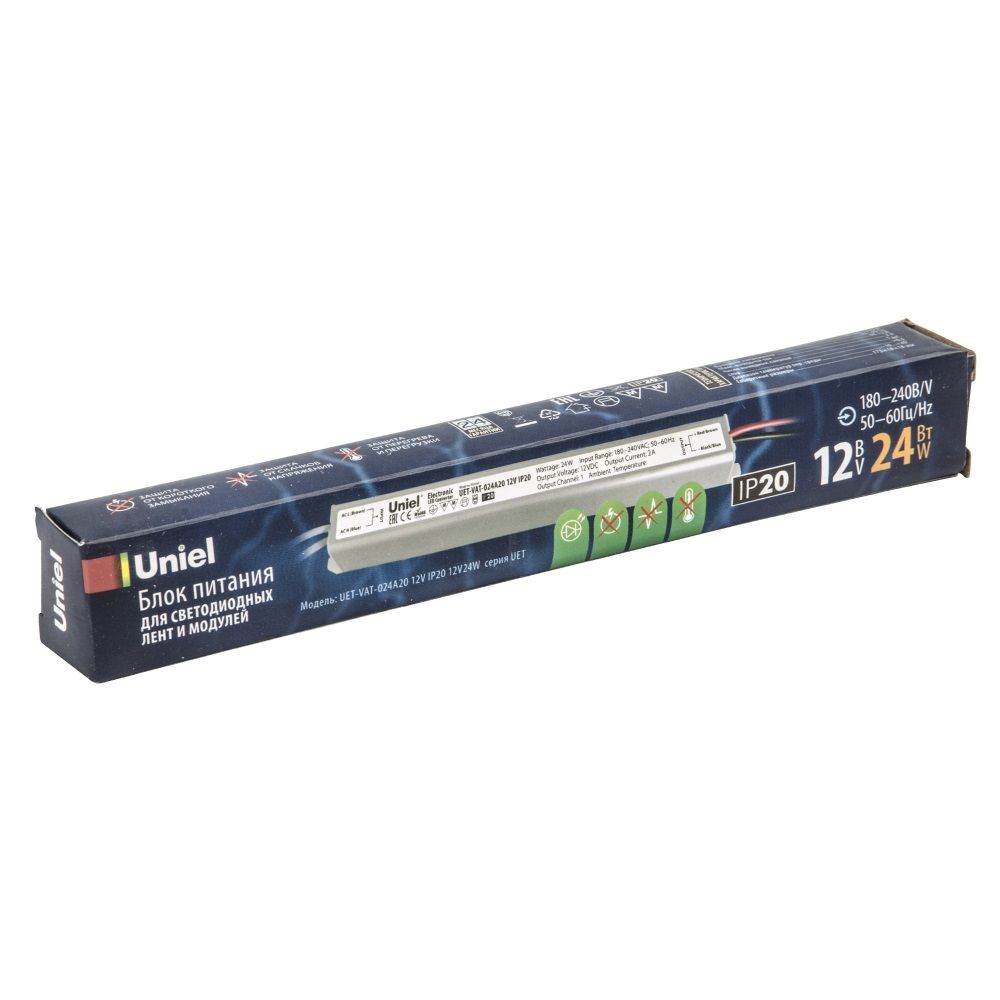 Блок питания ультратонкий 12V 24Вт IP20 UET-VAT-024A20 12V IP20 Uniel