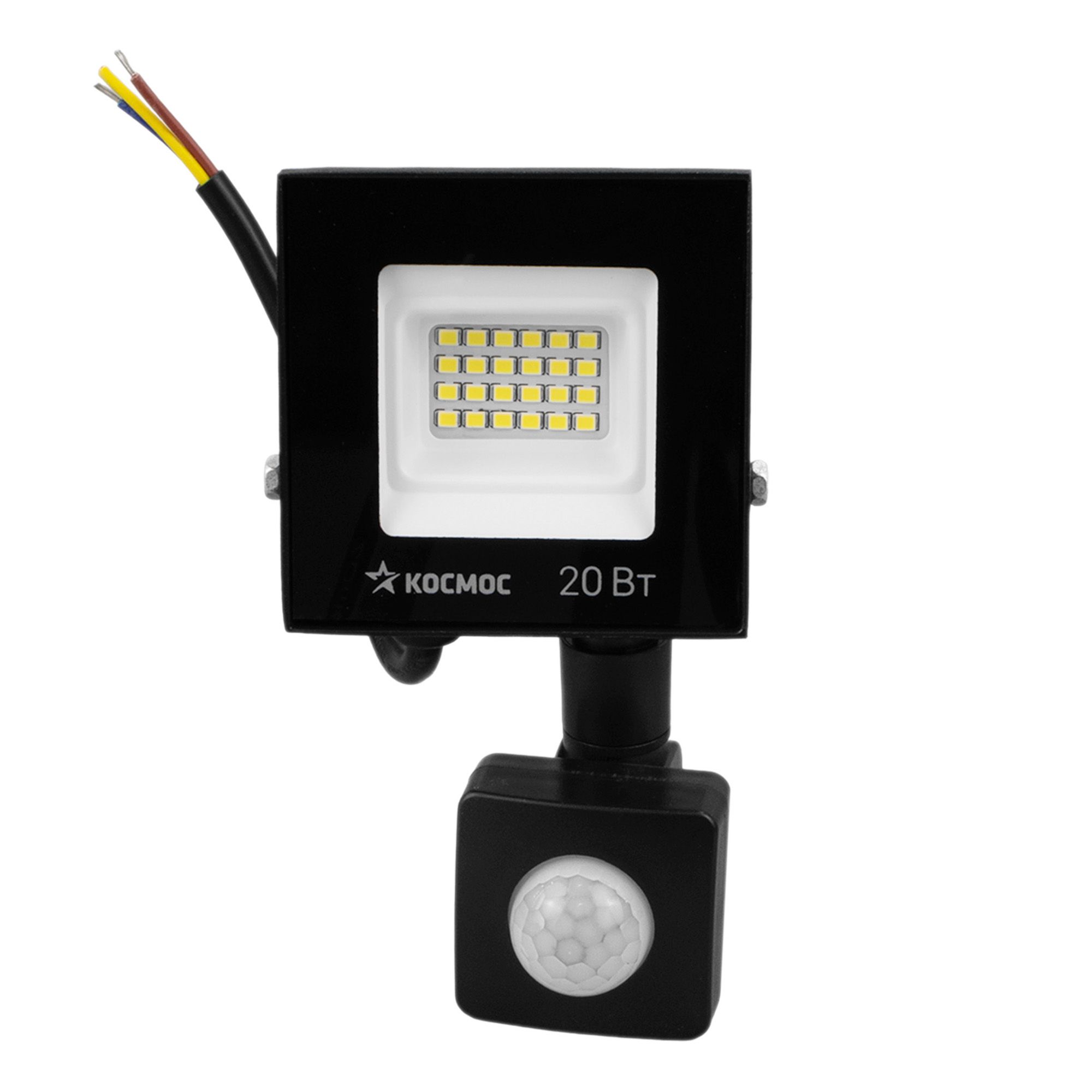 Прожектор светодиодный 20Вт 1600лм 6500К IP65 с датчиком движения и освещенности Космос K_PR5_LED_20S