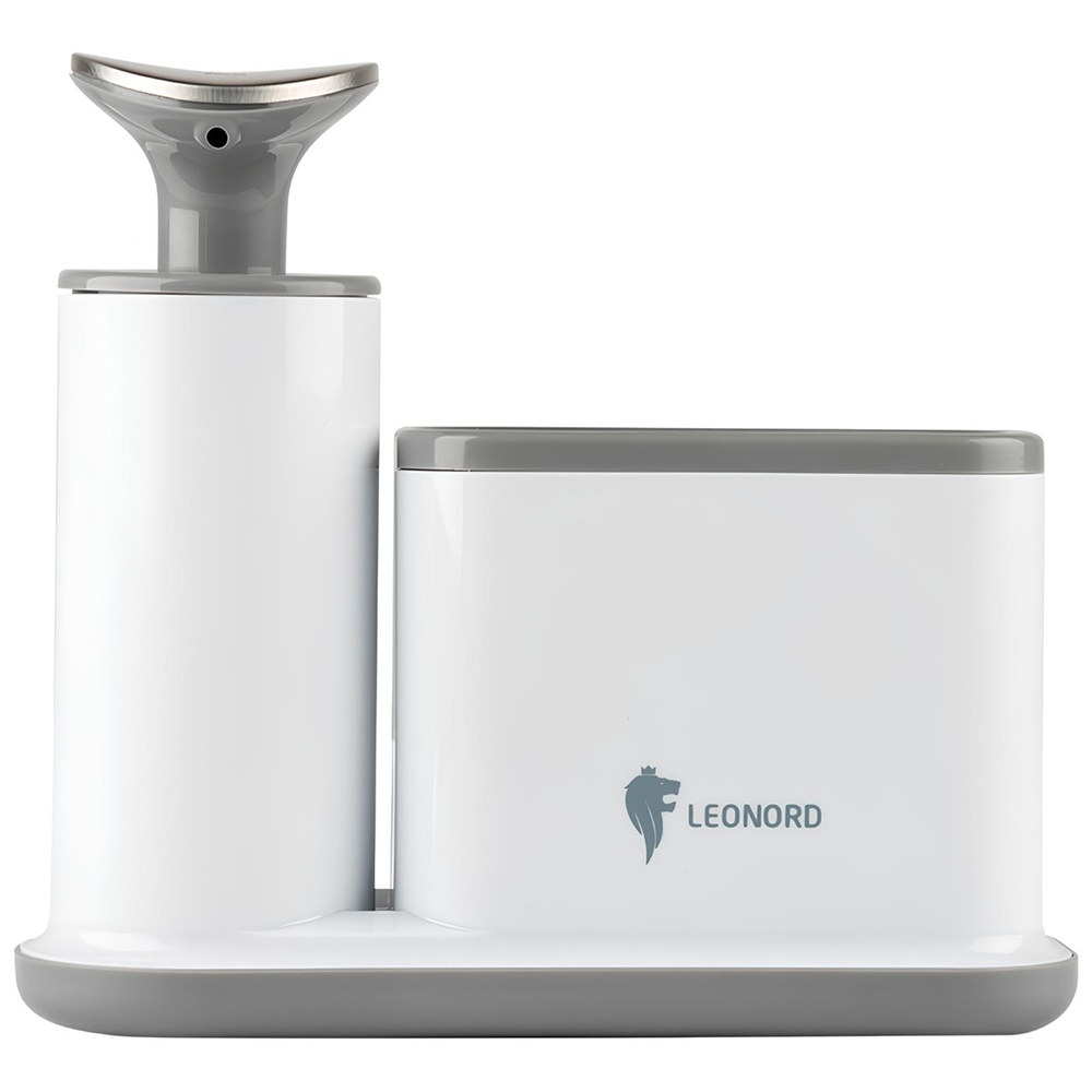 Дозатор для жидкого мыла Leonord Sauber белый пластик с органайзером для хранения