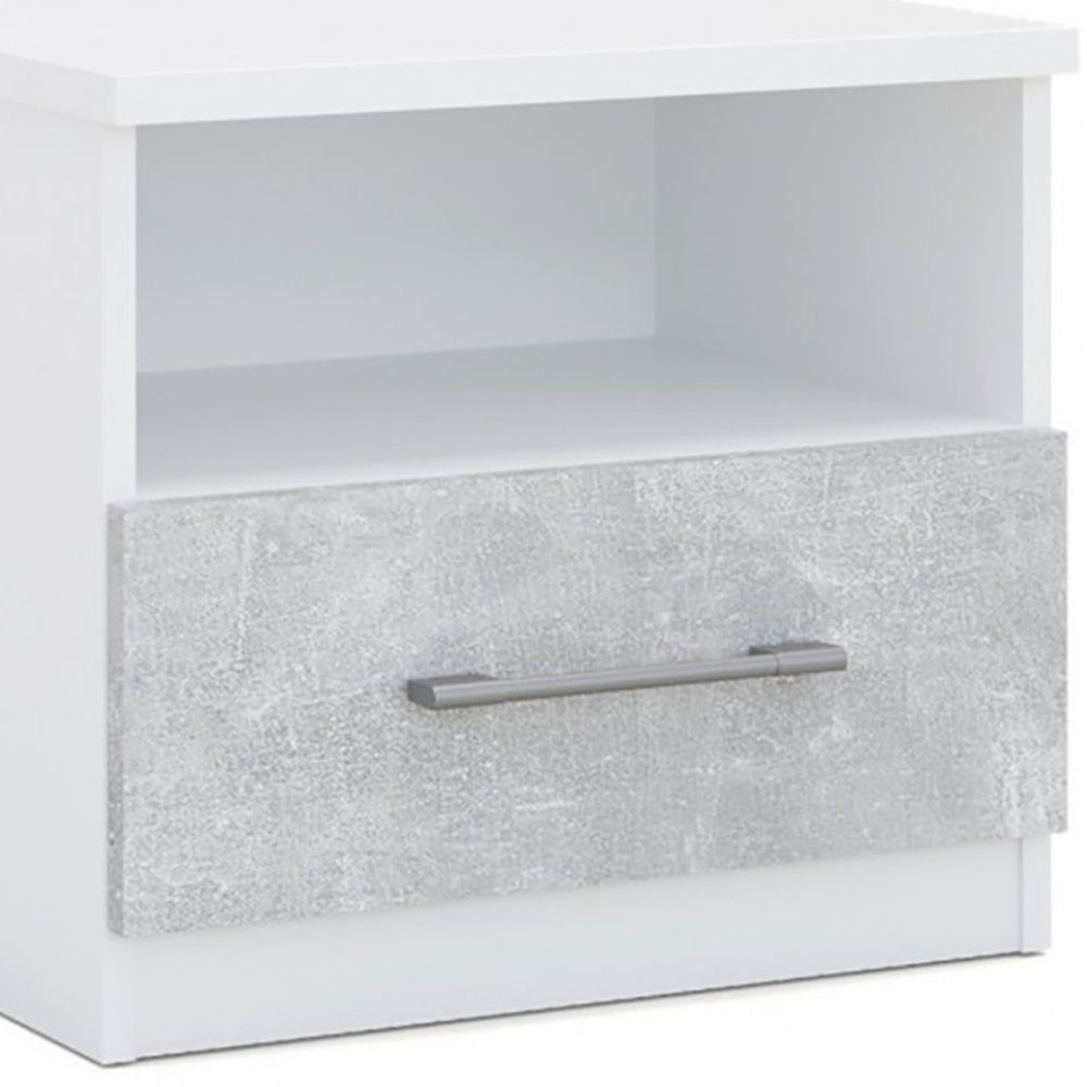 Тумба прикроватная №1 со створкой 400х400х450 мм Белый/Бетон